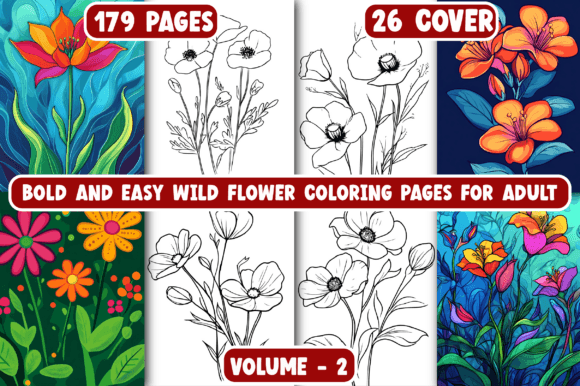 179 Bold and Easy Wild Flower Color Page: A Designerβs Interior Asset