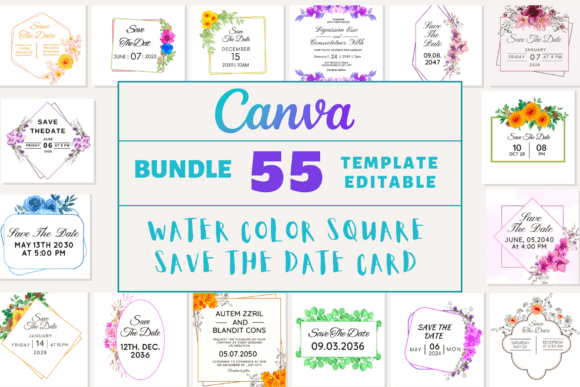 55 Water Color Square Save the Date Cards for Your Wedding