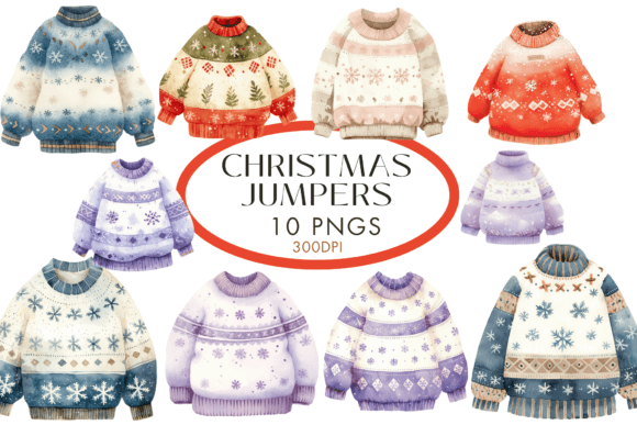 Christmas Jumpers Watercolour Clipart: Festive Charm for Every Design
