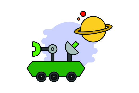 Icon Space Cute Saturn Color Outline: A Playful Asset