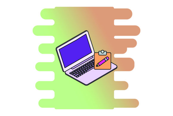 Modern Tech Iconography: The Flat Icon Laptop Notebook Color Outline
