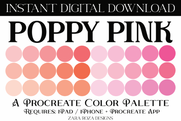Poppy Pink Procreate Color Palette: Vibrant Digital Color