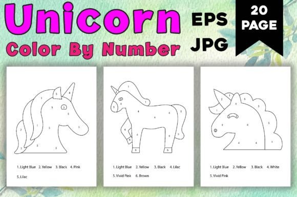 Unicorn Color by Number Pages 02: Instant KDP Interior