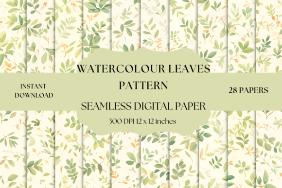 Watercolour Leaves Pattern Digital Paper: A Designer's Go-To Asset