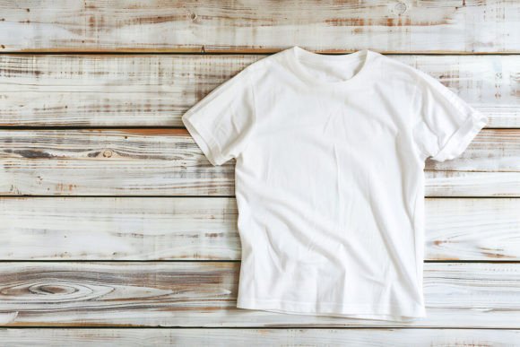 White Color T-shirt on Wooden Background: A Design Asset Guide